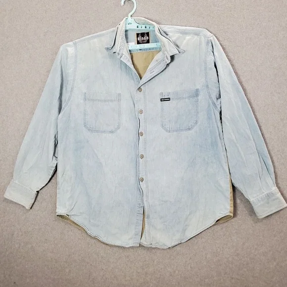 VINTAGE Harley Davidson Men Button Up Shirt XL Denim‎ Biker Blues Graphic