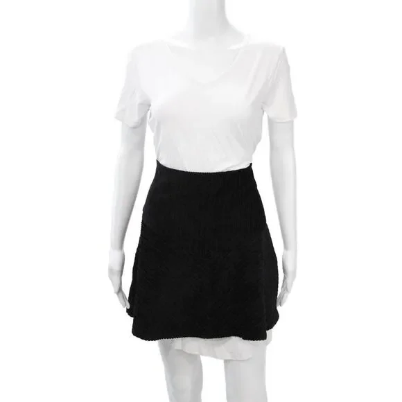 Free People Women A-Line Wrap Skort Black Cotton Elastane Short Size L