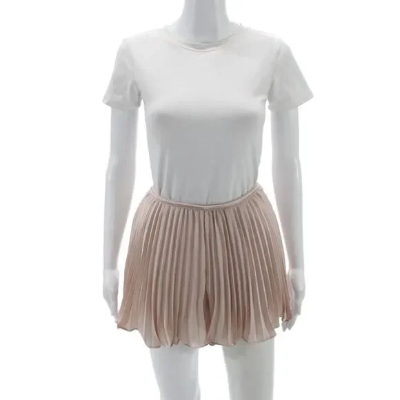 Anthropologie Womens Pleated Pink Polyester Mini Shorts Size 2XS