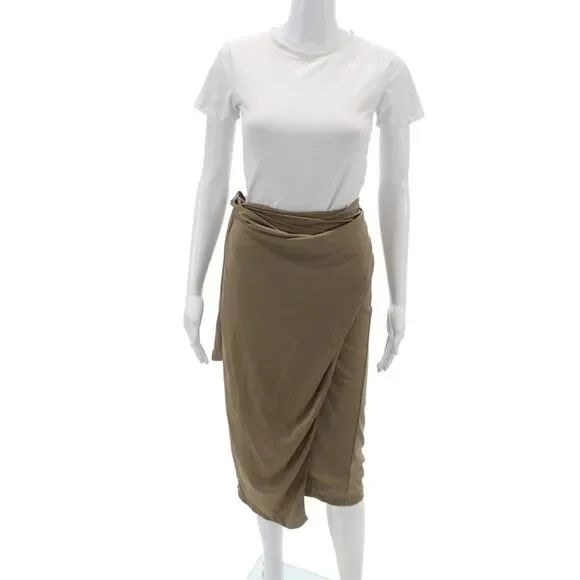 Wolford Women Wrap Skirt Long Brown Viscose Size S