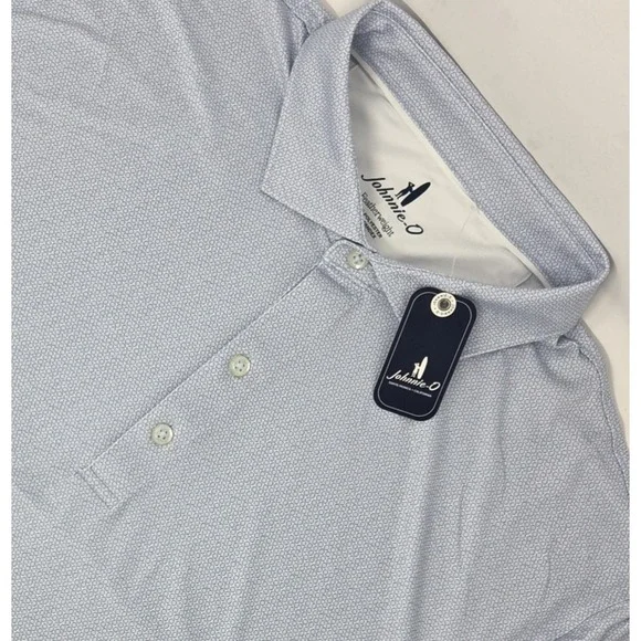 NEW Johnnie-O Featherweight Marlin Golf Polo Shirt Men Large Purple Geo AOP NWT