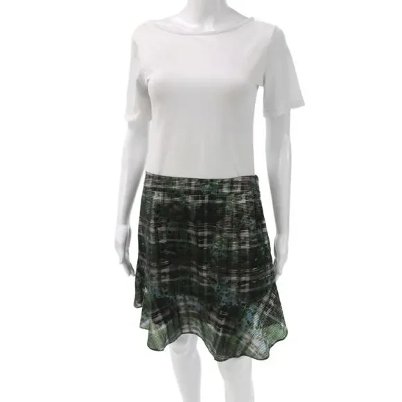 Marie Oliver Women A-Line Plaid Black Mini Skirt Zip 51% Cotton Size 6
