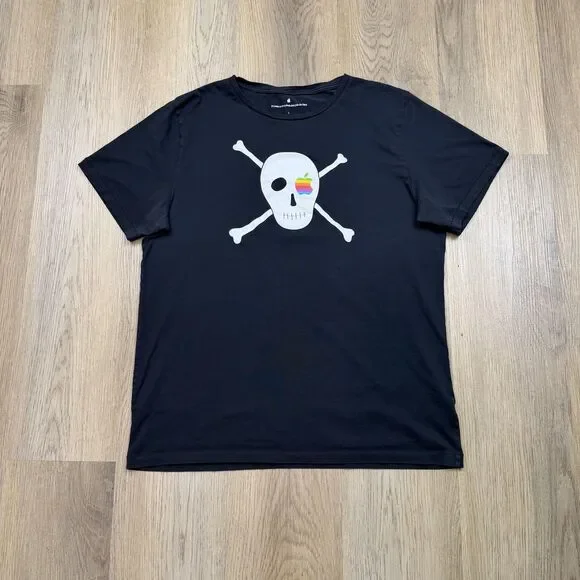 Apple Shirt Mens Large Black Pirate Skull It's Better To Be A Pirate Tee