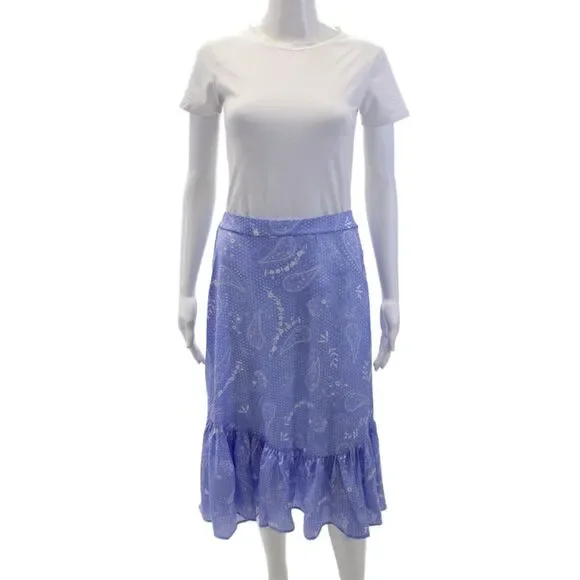 Blush Women's Elastic Waist Pull-On Tiered Midi Skirt Purple Floral Size S