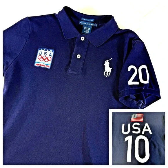 Ralph Lauren USA Olympic Team‎ Polo Shirt Women's Large Big Pony 2010 Vancouver