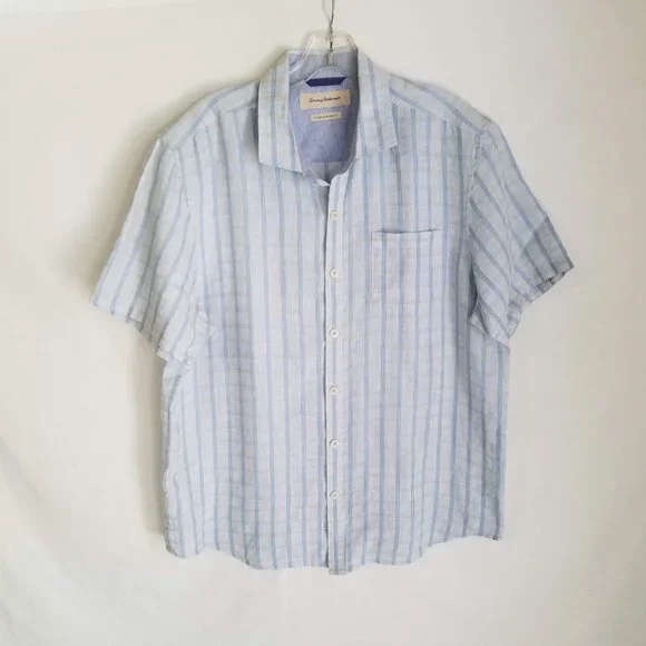 Tommy Bahama Mens Island ModernFit Plaid Button Front‎ S/S Hawaiiam Shirt Large