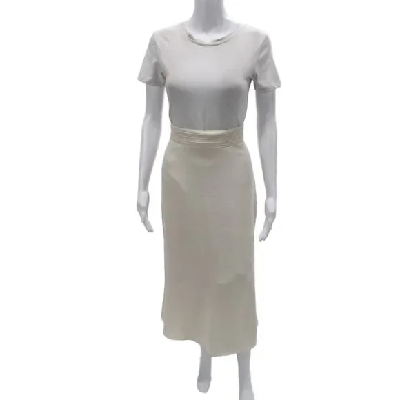 Oscar The Collection Women Beige Acetate Straight Pencil Long Skirt Size 12