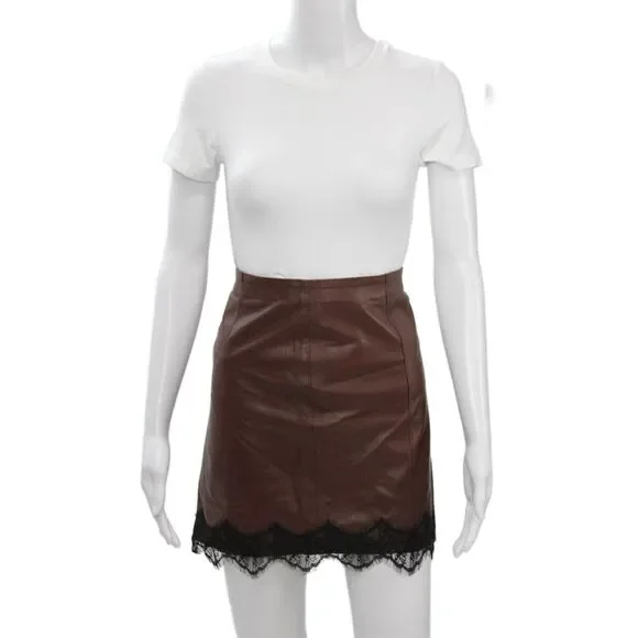 Zara Womens Brown Mini Pencil Skirt 52% Polyamide Size S