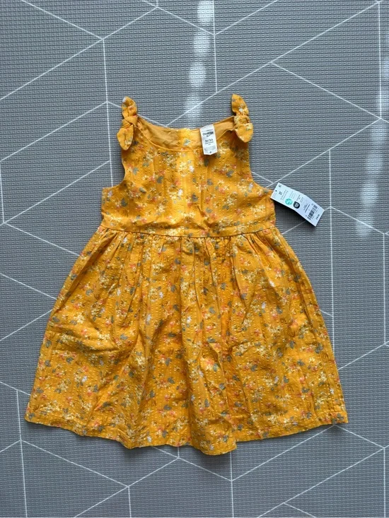 Osh kosh|Baby Girl/toddler Mustard Yellow Floral Tie-Shoulder Sundress•••NWT 3T
