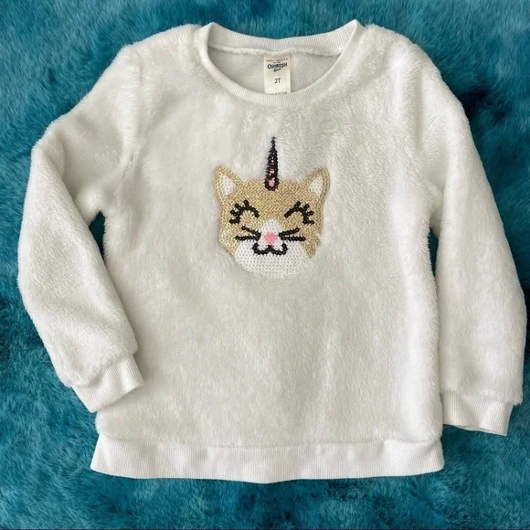 OshKosh B’gosh Toddler Girl Sequin Fuzzy Sweater Size 2T