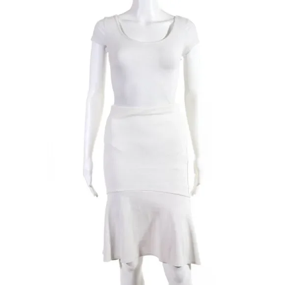Bailey 44 Womens Kasbahs Ruffle Pencil Skirt Ivory Size Extra Small 10373105
