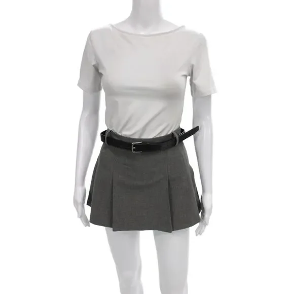 Zara Womens Pleated Mini Skirt Gray Viscose Elastane Size XS
