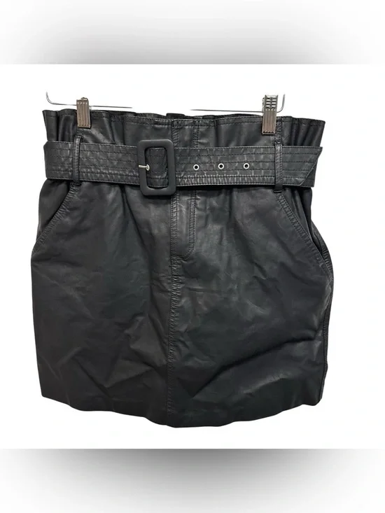 Blank NYC black faux leather mini skirt belted women’s size 29 New moto baddie