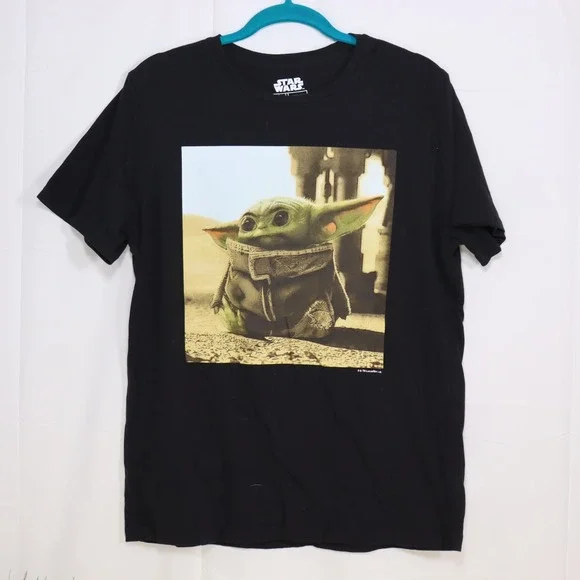 Star Wars Fifth Sun Baby Yoda Grogu Graphic T-Shirt Mens L‎ Black