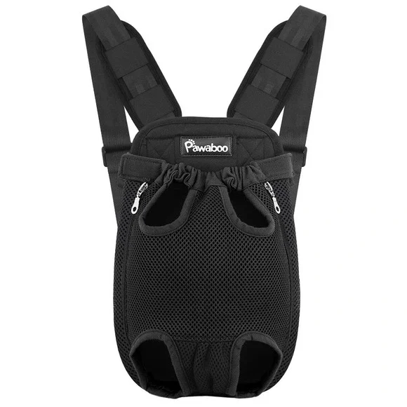 Pawaboo Pet Front Carrier‎ Backpack Black Medium Dog Cat Legs Out Hands Free