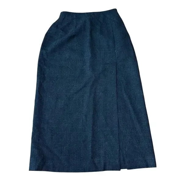 Vintage 90s Gianni Wool Pencil Skirt Gray Office Side Slit Lined Made in‎ USA 6