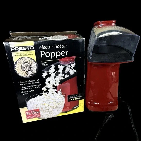 PRESTO 04846 Electric Hot Air Popcorn Popper Red Built In Butter‎ Melter