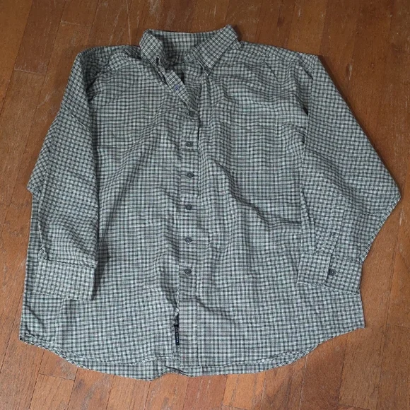 Van Heusen Men's Casual‎ Green Plaid Shirt