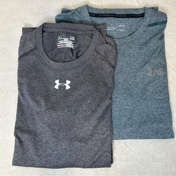 Under Armour Men's Gray and Green Long Sleeve Shirt loose‎ fit size M