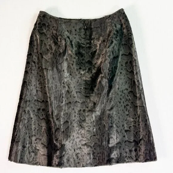 Vintage 90s | Philippe Adec Paris | Animal Print Faux Fur Gray | Sz 4 / 36 EU