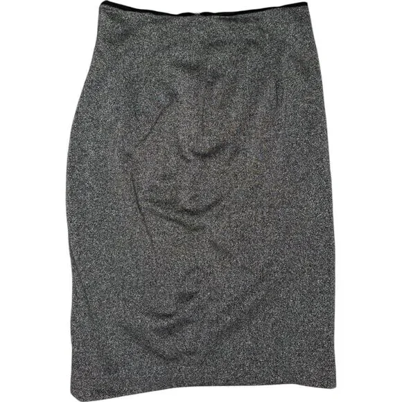 Worthington Womens 8 Black Silver Metallic Pencil Mini Skirt Business‎ Casual
