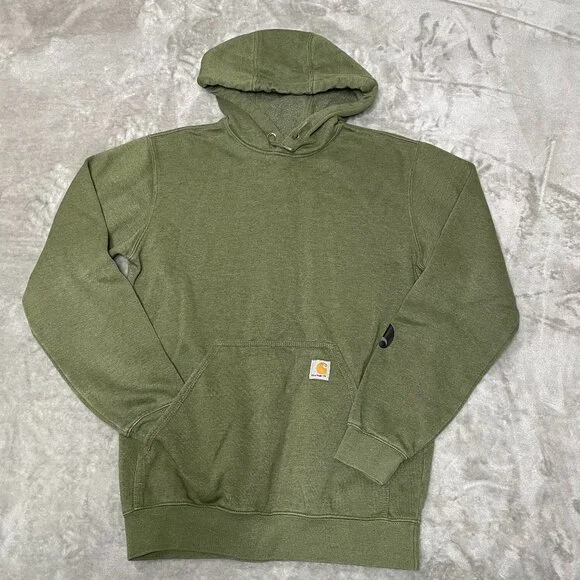 Carhartt Mens Loose Fit Midweight Logo Sleeve Hoodie Size Small Green