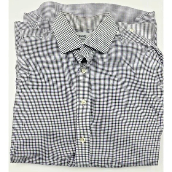 Charles Tyrwhitt Shirt Men's 16 1/2-34 Purple/Blue Plaid Non Iron Slim Fit‎