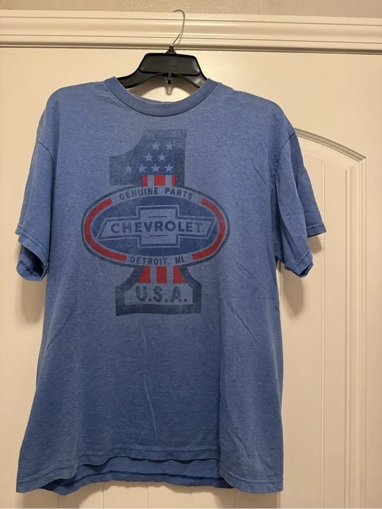 GM Chevrolet Genuine Parts Graphic T-Shirt Men's Size Large Blue Heather