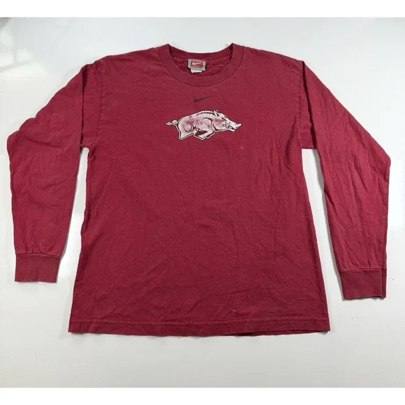 Vintage‎ Nike Team Arkansas Razorbacks Long Sleeve Shirt Casual Adult Medium