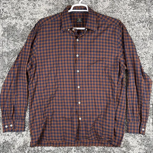 Solemare Maus Hoffman Long Sleeve Button‎ Shirt Mens XL Gingham Check Cotton