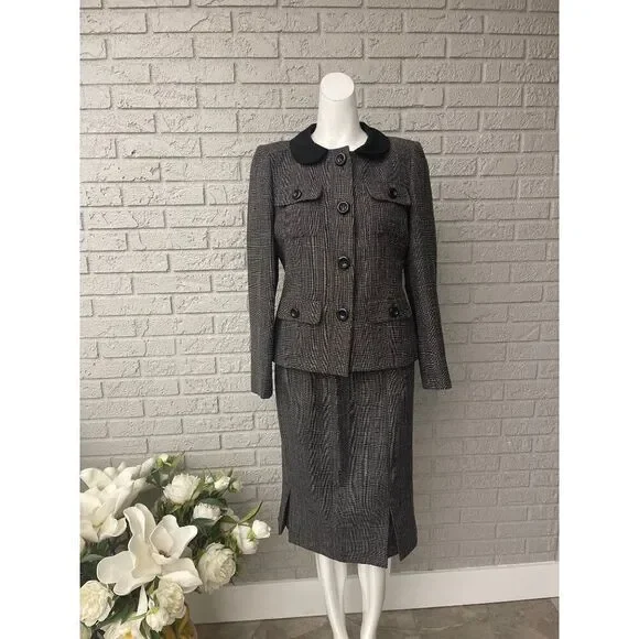 Le Suit Petite Women Gray Professional 2 Pcs Skirt Suit Set Size 6P