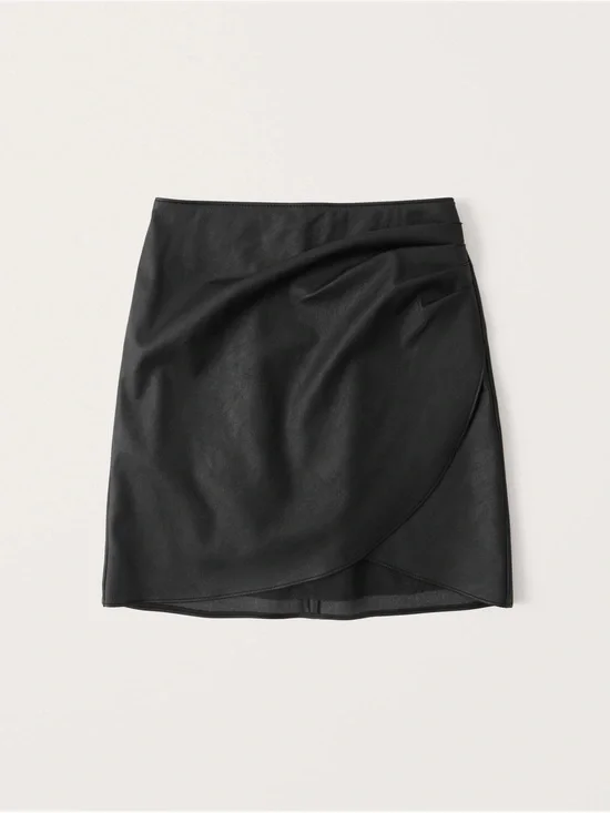 Abercrombie Vegan Leather Ruched Mini Skirt