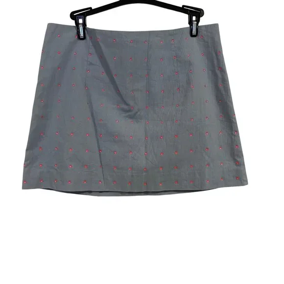 Lilly Pulitzer Blue Mini Skirt with Pink Embellished Faux Crystals‎ Size 8