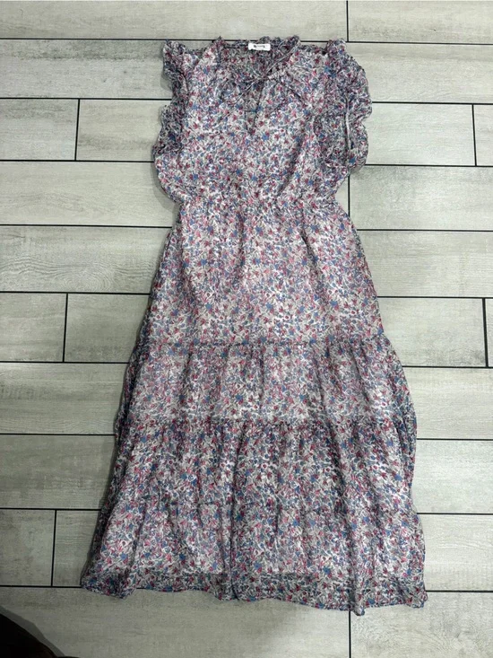 Steve Madden Floral Maxi Skirt in Blue and Pink
