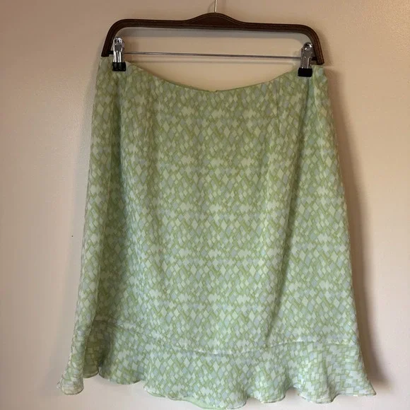 Cynthia‎ Howie Womens Silk Skirt Ruffle Fairycore Size 14P Green Whimsical NWT