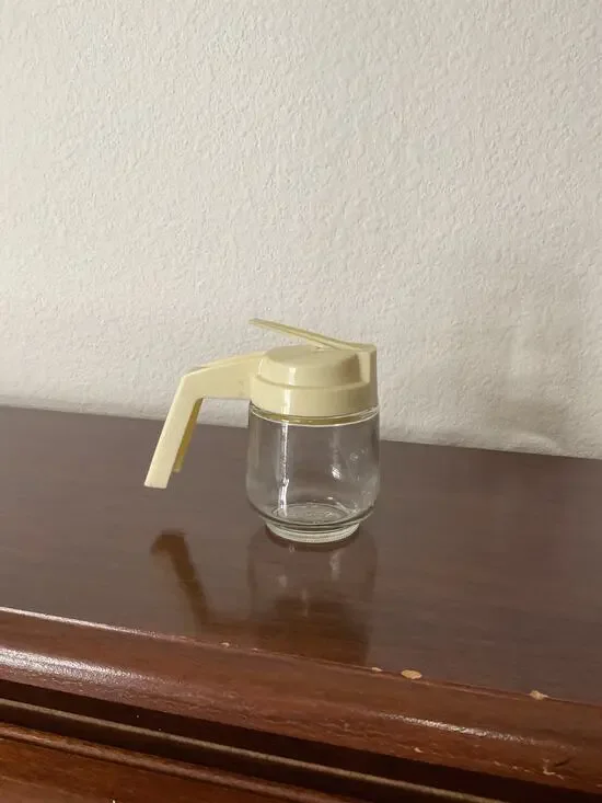 Vintage small Gemco glass syrup dispenser cream lid