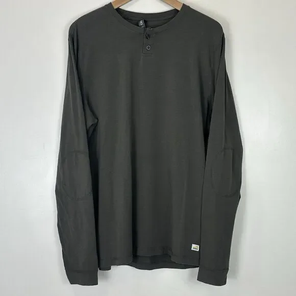 Vuori Long Sleeve Ever Henley Shirt Mens Size  Large Green/Oregano Pima Cotton