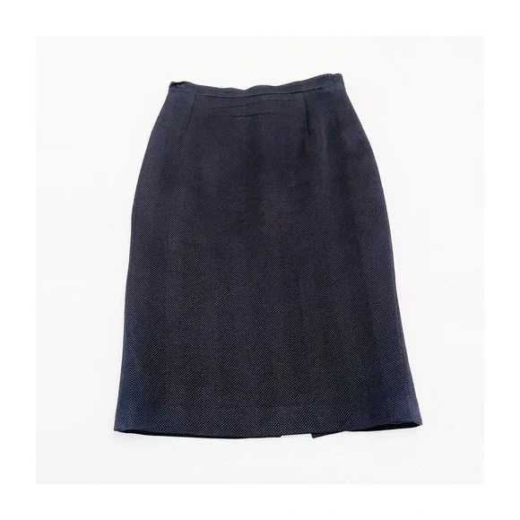 Ecaille Black Pencil Skirt Wool Silk Paris SZ44