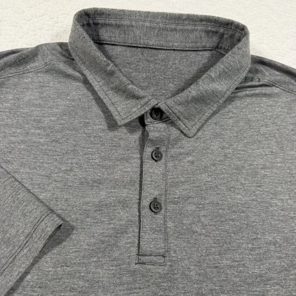 Lululemon‎ Evolution Polo Mens Short Sleeve Shirt XL Heathered Gray GUC