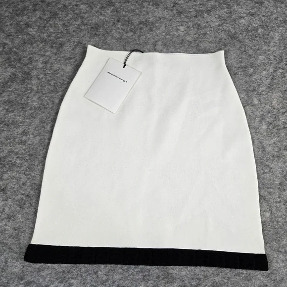 Alexander Wang Womens White T by Alexander Wang Logo Hem Ribbed Mini‎ Skirt S