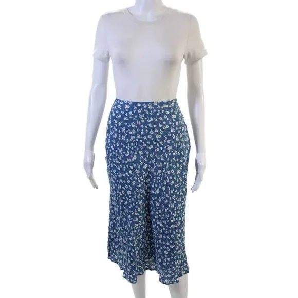 Rails Womens A-Line Floral Rayon Skirt Knee-Length Blue Size S Petite