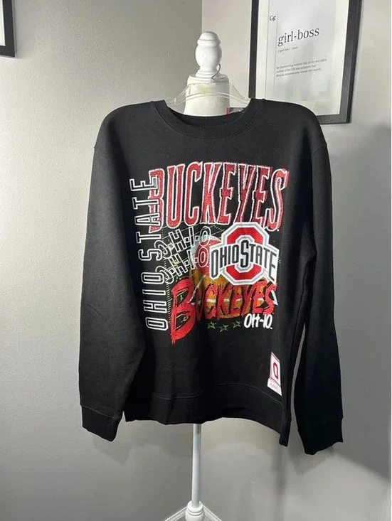 Mitchell & Ness Ohio State Buckeyes Graphic Crewneck Sweatshirt Black M NWT