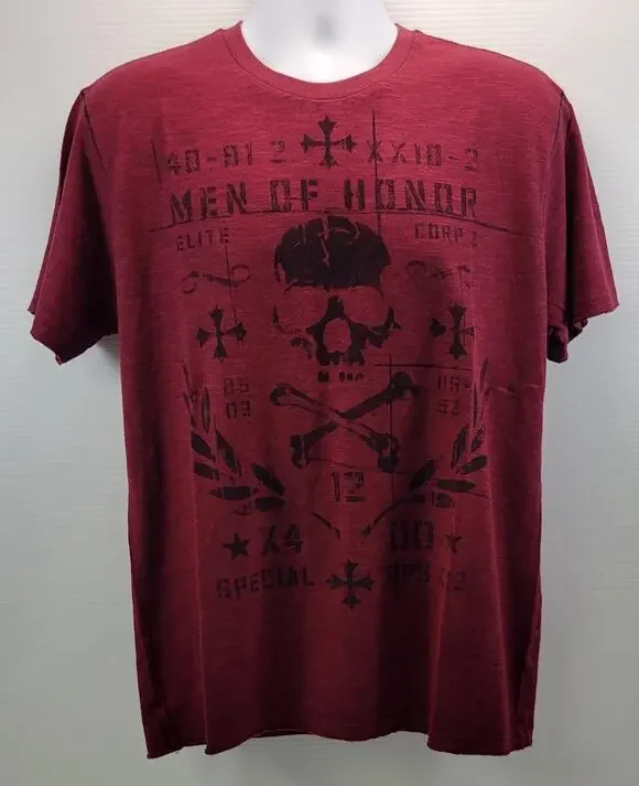 B) Retrofit Men's Graphic Short Sleeve Tee Shirt Crew Neck Men of Honor Skull L
