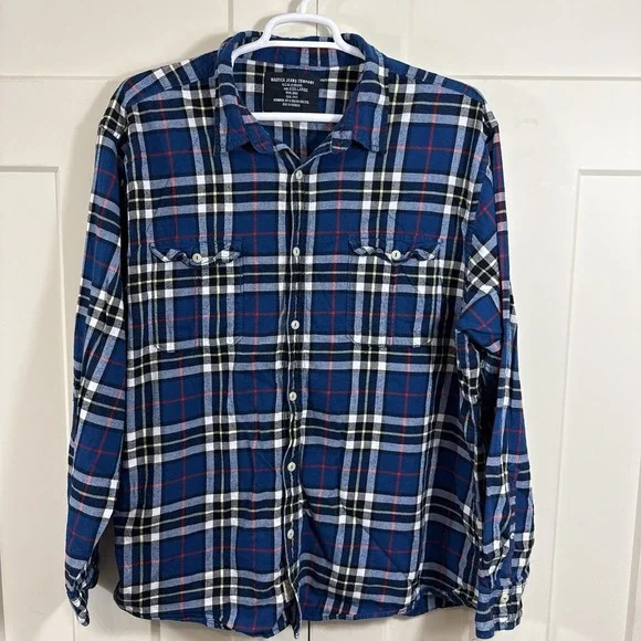 Nautica Jeans Co Men's 3XL Plaid Flannel Shirt Button Down‎