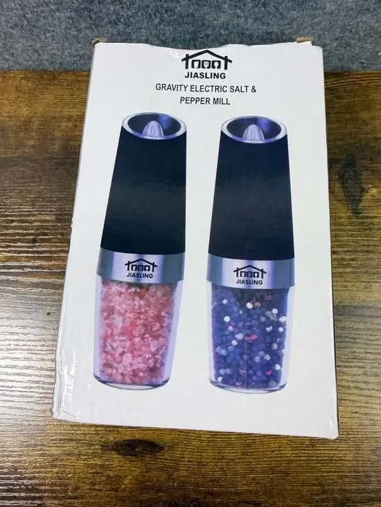 Jiasling Gravity Electric Salt and Pepper Mill Set with LED Light