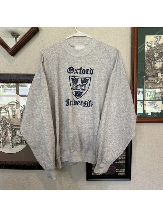 Vintage 80s/90s RARE Oxford University Crest Raglan Cut College Sweatshirt XL