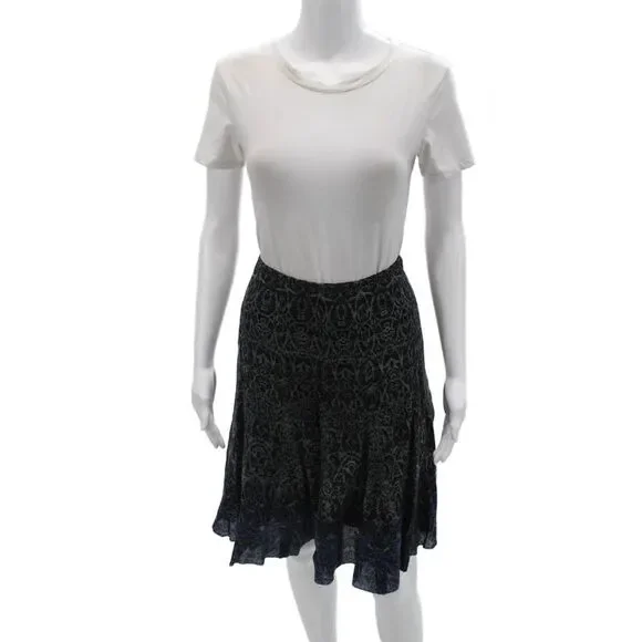 Elie Tahari Womens A-Line Flare Short Black 100% Wool Skirt Size 0