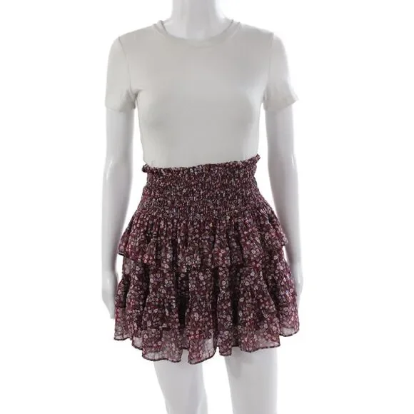Olivaceous Womens Multicolor Floral Boho Mini Skirt Size M