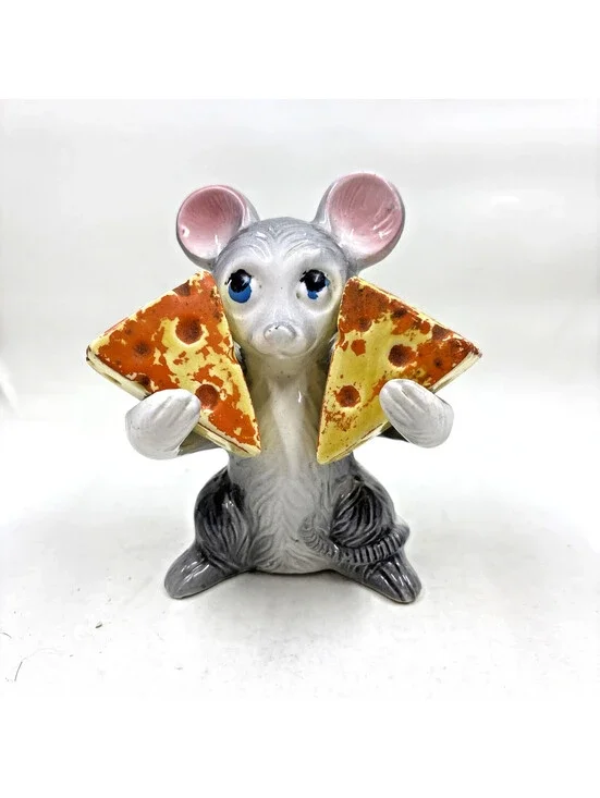 Vintage Mouse w/2 pc. wedge of cheese  Salt & Pepper Shakers Japan