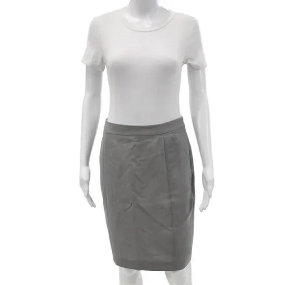 Reiss Women Straight Pencil Skirt Gray Wool Blend Short Size 6